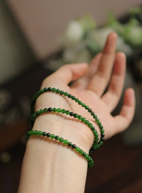 和田玉红皮老料圆珠多圈手串