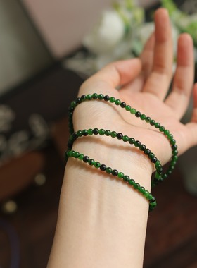 天然和田玉红皮老料4mm圆珠