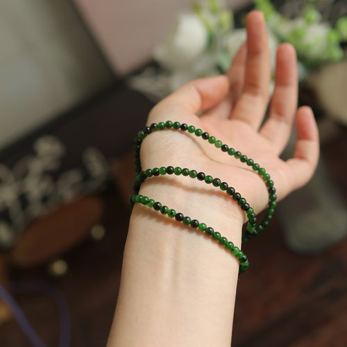 天然和田玉红皮老料4mm圆珠