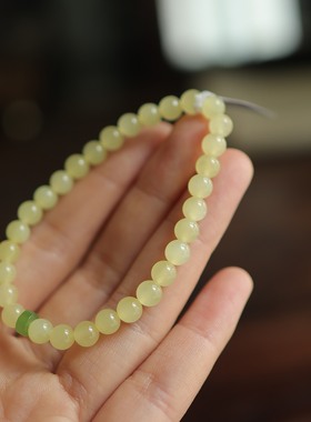 天然6mm和田玉圆珠单圈手串 简约温柔淡雅日常通勤百搭 货号12713