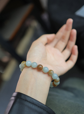 天然和田玉 10mm且末蓝带糖手串 货号7595