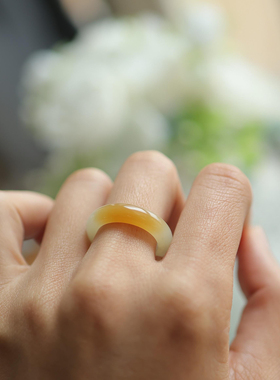 天然和田玉 17码 17.9x5.5mm糖白圆戒 货号JY9909 价格399 cc