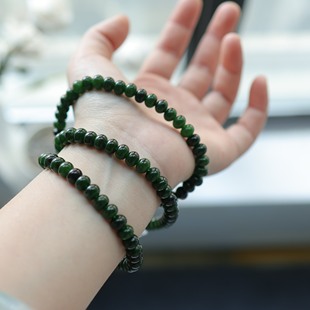 天然和田玉7mm红皮老料算盘珠多圈精选品质   货号16212