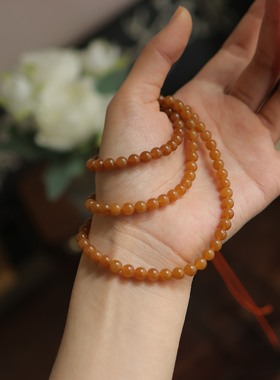 天然和田玉糖玉6mm圆珠多圈