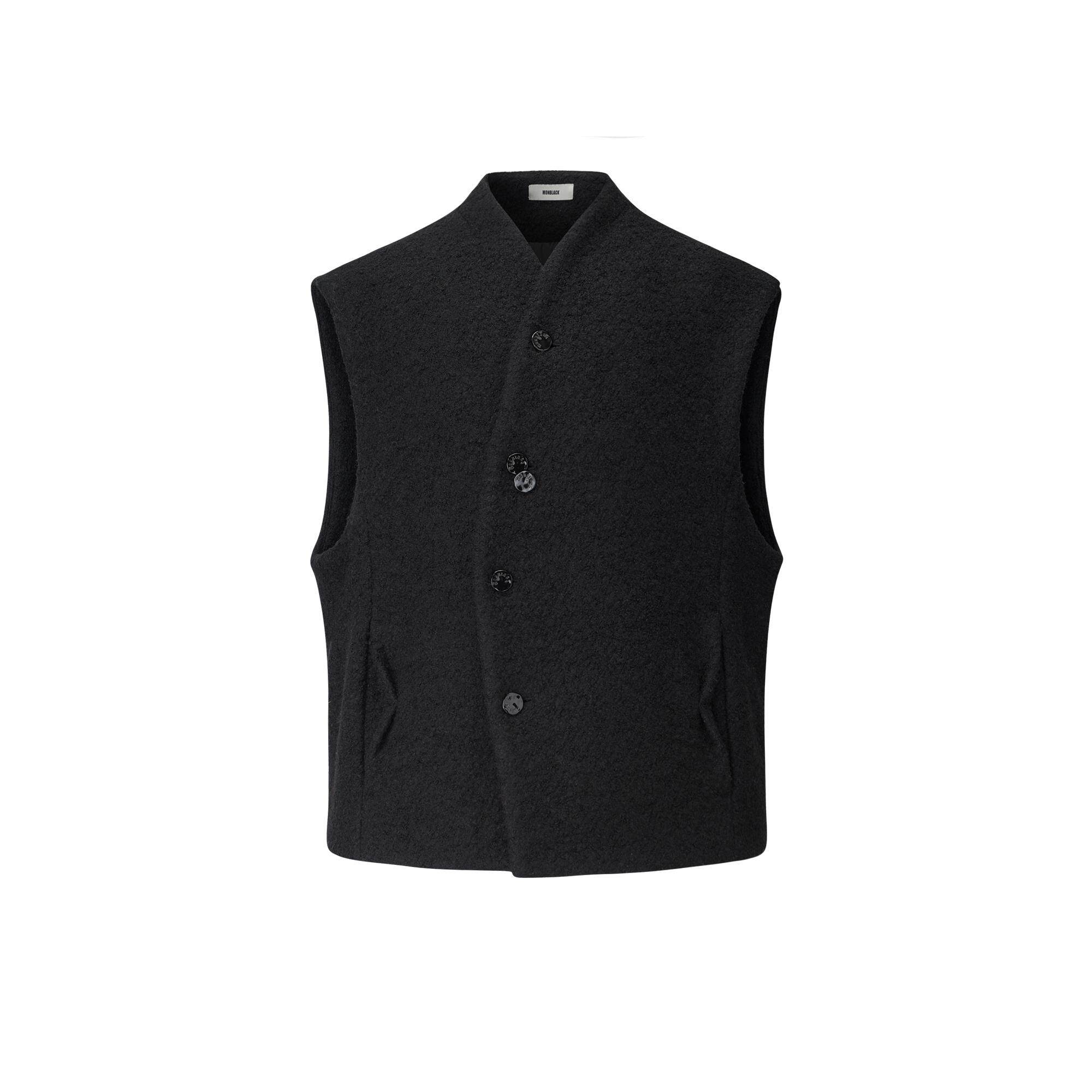 MONBLACK 黑色羊毛马甲曲线开关无袖马甲上衣,男装,常规马甲,淘宝优惠券,粉丝福利购,淘宝优惠卷