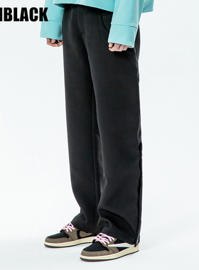 MONBLACK Irene Trousers 黑色拉链纽扣免烫剪裁直筒西装正装裤