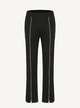 MONBLACK 黑色拉链休闲长裤微喇运动裤