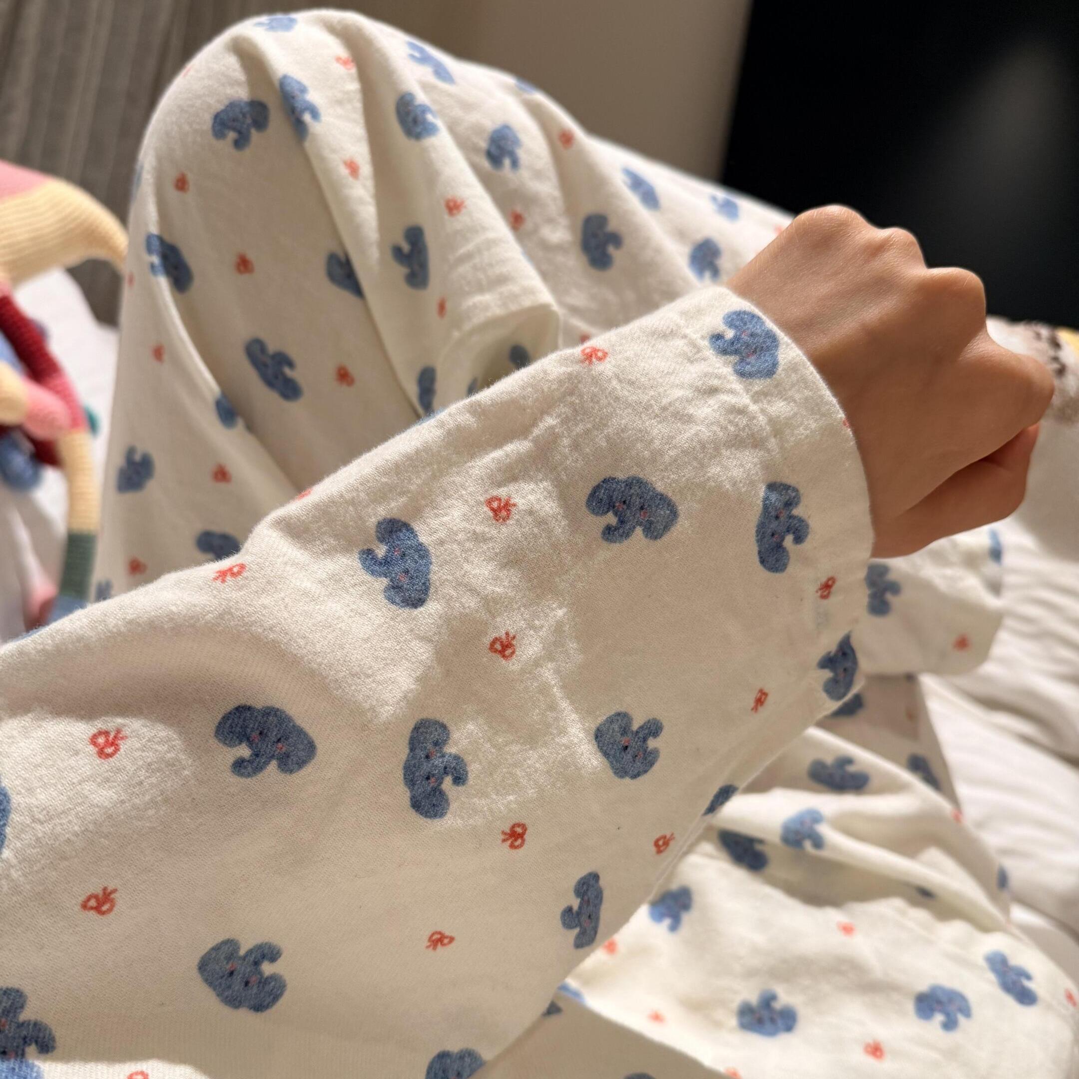 100棉！纯棉磨毛家居服翻领长袖长裤睡衣套装可外穿有口袋