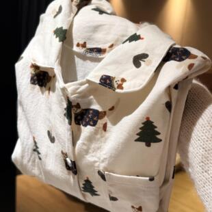 睡衣女士可外穿家居服套装 翻领卡通纯棉长袖 可外穿 冬季 全棉