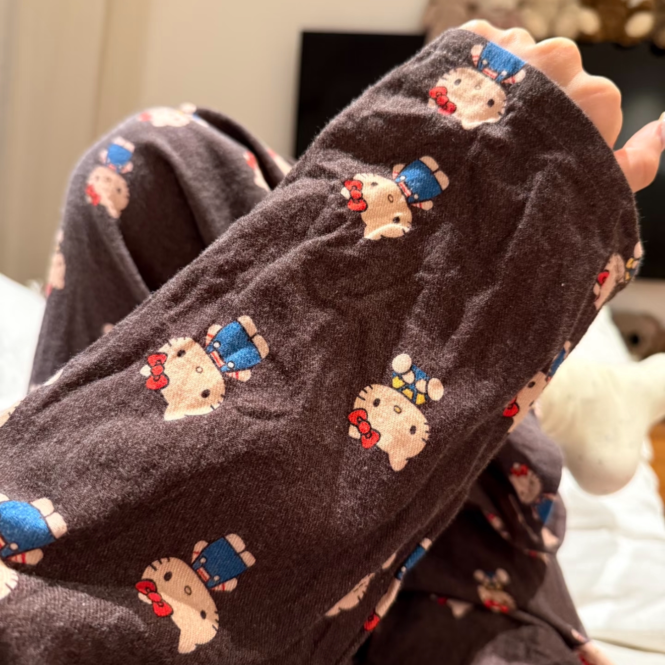 磨毛睡衣女春秋长袖长裤套装卡通印花纯棉家居服软糯亲肤居家套装