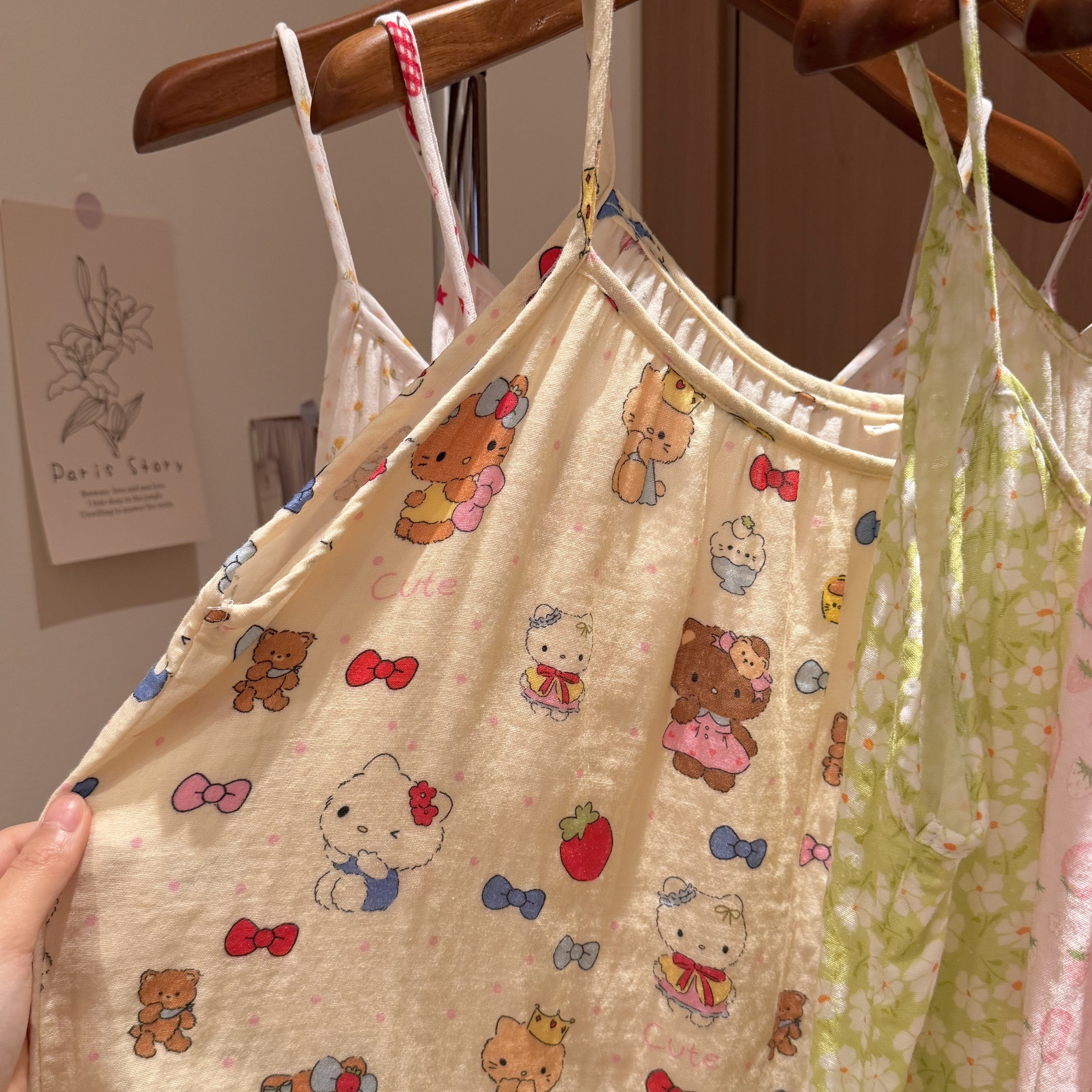 【皇冠黑皮】睡裙双层纱夏季女款棉纱甜美可外穿家居服睡衣吊带图片