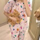 长裤 粉色可爱狗狗圆领短袖 睡衣纯棉双层纱布家居服 新品 2025夏季