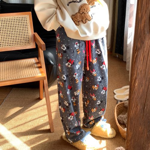 靓衣邦秋冬上新全棉磨毛拉绒睡裤