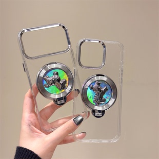 银色旋转小马支架适用谷歌GooglePixel10手机壳9A电镀镜框Pixel5XL马上有钱8pro高级感透明谷歌6简约4A陀螺7