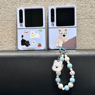 搞怪看电脑小狗适用华为puraX折叠屏手机壳三星zflip7肤感小猫oppofindN3flip