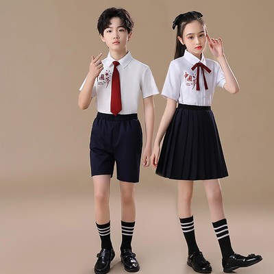 速发儿童合唱服演出服中小学生红色爱国朗诵表演服歌唱祖国男童礼