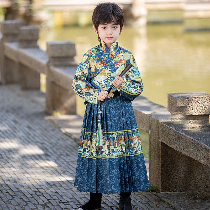 速发飞鱼服锦衣卫男款幼儿童男童马面裙汉服儿园客春刀明制侠绣演