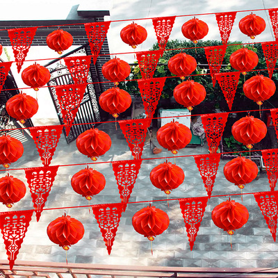 速发农村院子彩旗装婚婚房结婚用品大全灯笼婚外室礼外景饰庆防水
