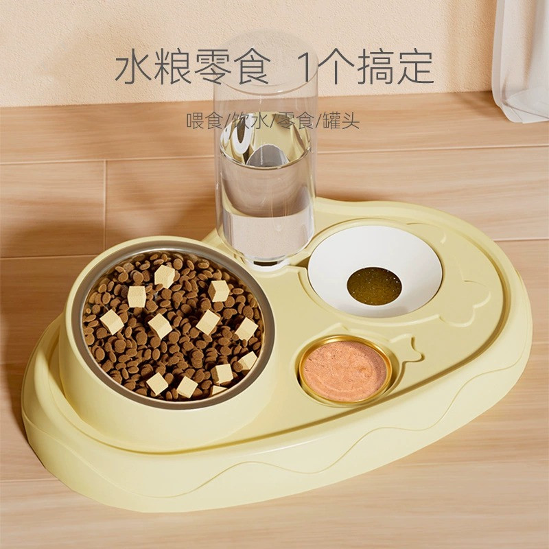 速发猫双碗碗自动盆水狗碗狗饮食盆泰迪饭碗喝水斜口猫咪用品