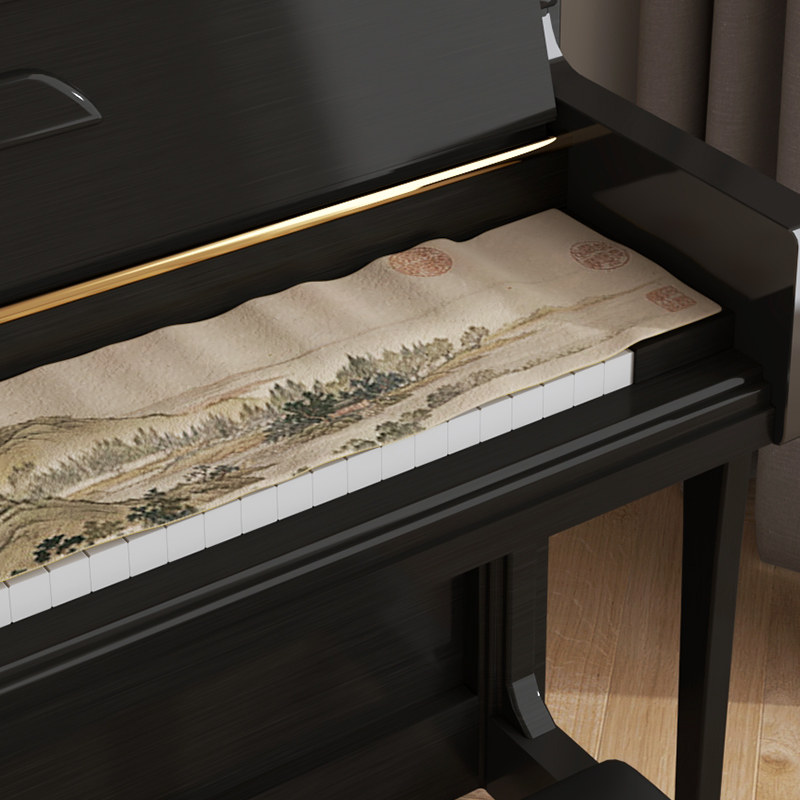 速发布中式电键琴钢琴子防尘保护罩盖布高级感琴顶半罩遮灰新盖巾