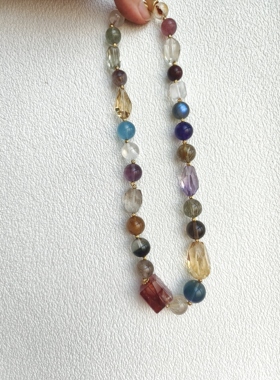 原创设计925银天然无优化超七发晶绿幽灵冰透水晶多宝项链