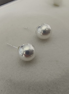 原创设计925银进口施家天女镜面极光8mm珍珠耳钉女小众高级感女