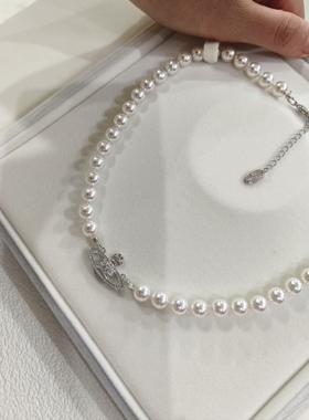 可以媲美海水天女珍珠玫瑰白进口施家珍珠土星项链女小众高级感女