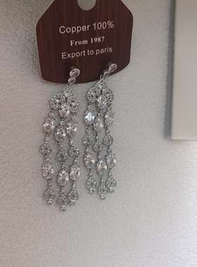 原创设计重工艺锆石流苏耳环女小众高级感女耳饰