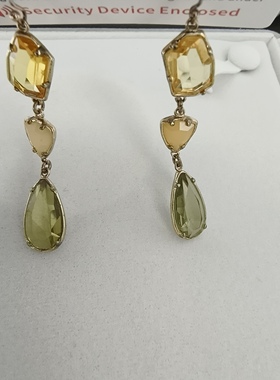 原创设计天然玉石水晶亚克力耳环女小众高级感女耳环微瑕