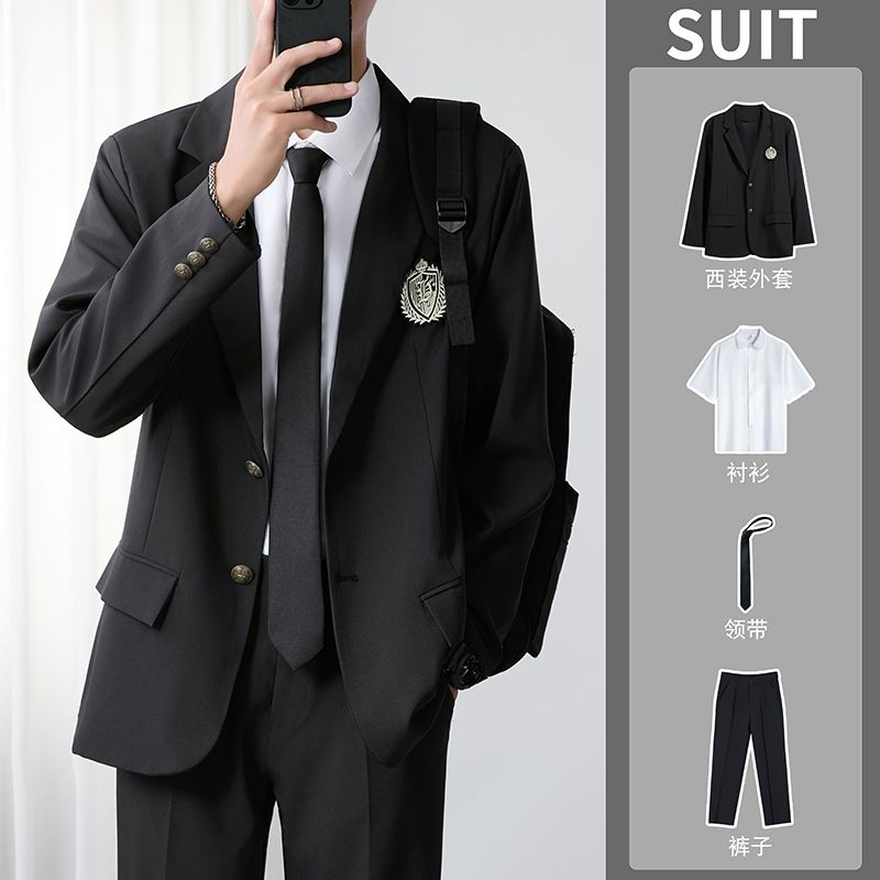 学院风小西装DK制服西服男套装外套日系复古jk学生毕业班服一整套