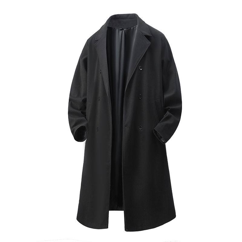 2025秋冬季新款男生双排扣中长款风衣男垫肩西装外套过膝薄款大衣
