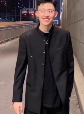 秋季新款立领中山装外套男青年韩版休闲西装帅气中国风西服外套潮