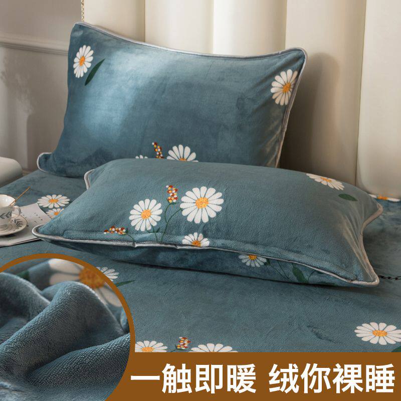 珊瑚绒枕套一对装冬季加厚保暖加绒枕芯内胆套整头套法兰绒枕头套