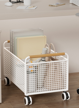 办公室桌下置物架工位放包文件收纳筐带轮小推车宿舍可移动收纳架