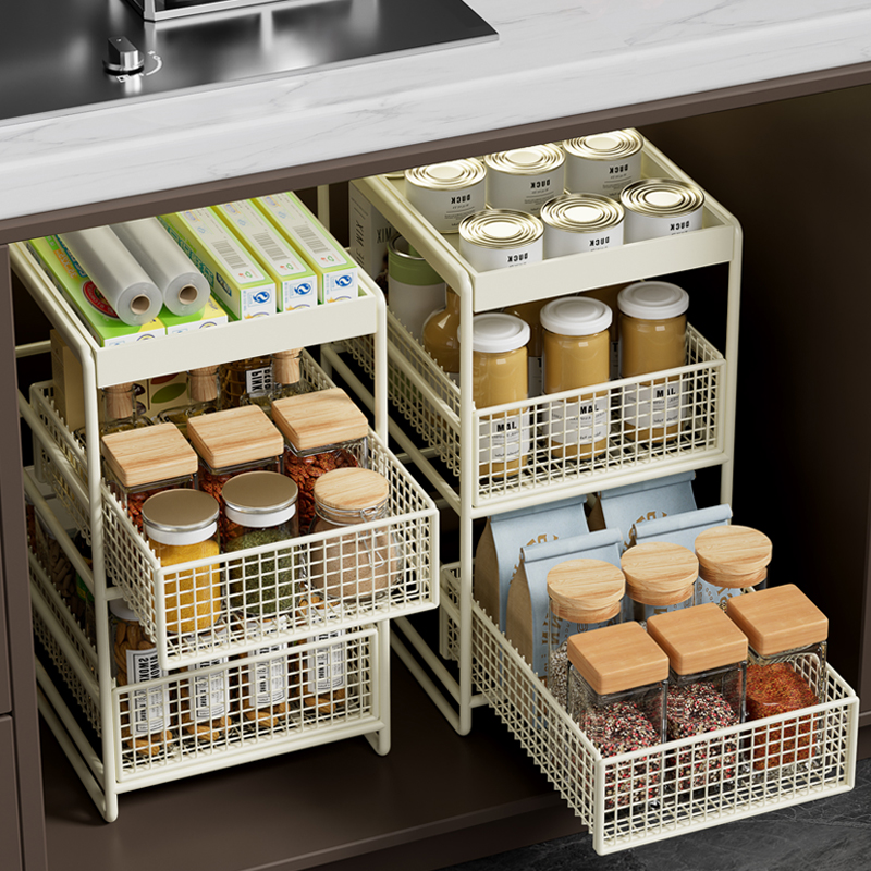 厨房抽拉式置物架水槽柜下拉篮