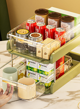 餐桌收纳神器桌面置物架零食架子客厅茶几双层杯架水杯饭桌上台面