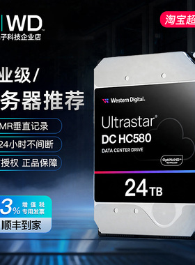 WD/西部数据 HC580 WUH722424ALE6L4 24TB SATA氦气企业级NAS硬盘