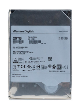 WD/西部数据WUH722020BL5204 HC560 SAS企业级氦气服务器硬盘20T