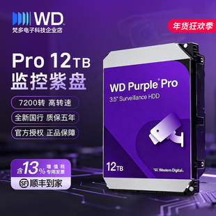 WD/西部数据 WD121EJRP/122PURP 3.5寸 12TB 7200转SATA监控紫PRO