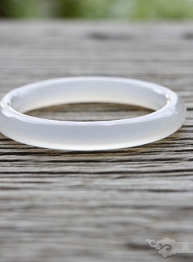 『青禾淑坊』天然玛瑙手镯 {千树万树梨花开} 国风古典圆镯 55MM