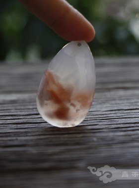 天然樱花玛瑙古典玉石项链吊坠