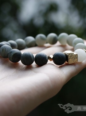 天然玉石磨砂古典手串