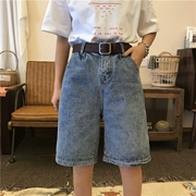 2019 phiên bản Hàn Quốc của phong cách Harajuku bf eo cao denim quần short nữ mùa hè lỏng lẻo năm quần quần quần sinh viên - Quần jean