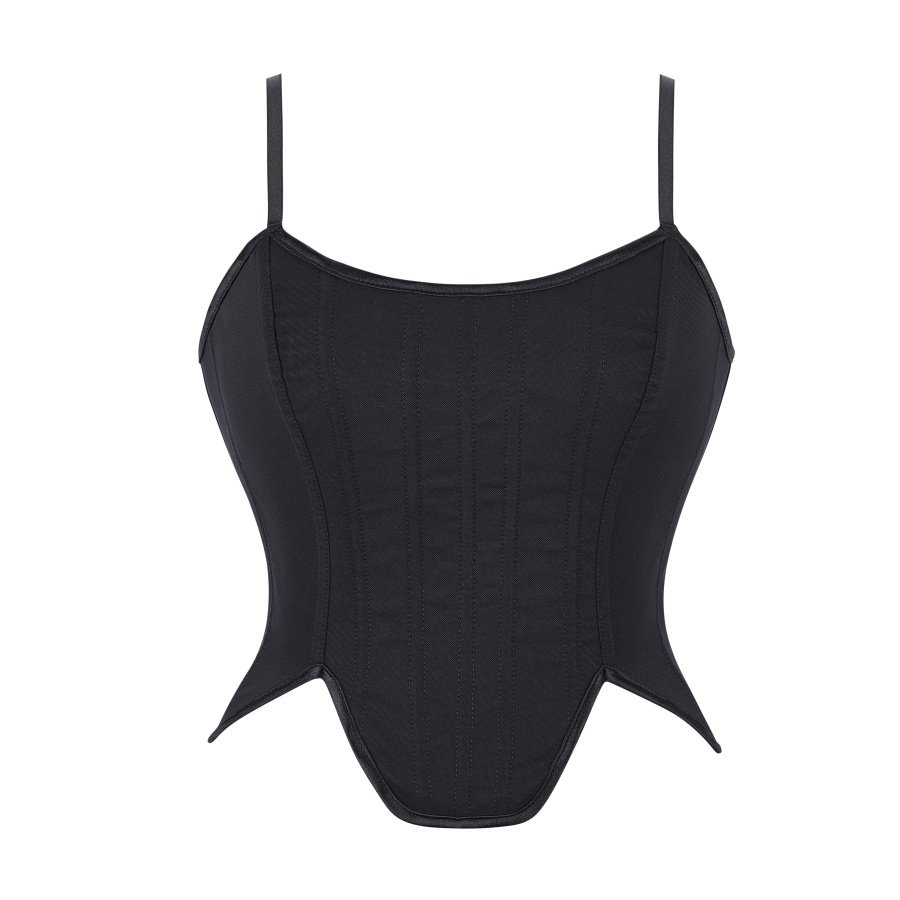 黑色吊带胸衣 宫廷corset top性感束腰马甲内衣辣妹ins束腰短上衣