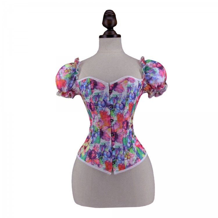 欧式外穿束身衣 性感美体塑身腰封宫廷马甲复古碎花家居内衣1075