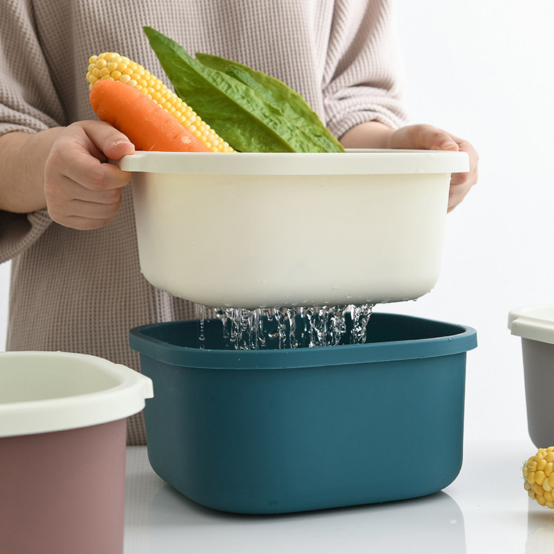 双层塑料沥水篮子厨房洗菜篮创意水果盘客厅果盆果篮收纳筐洗菜盆|ruв категории посуда, посуда, фрукты бассейна/компот/корзина - от Buy2taobao.com для оказания профессиональной услуги покупки агента Taobao