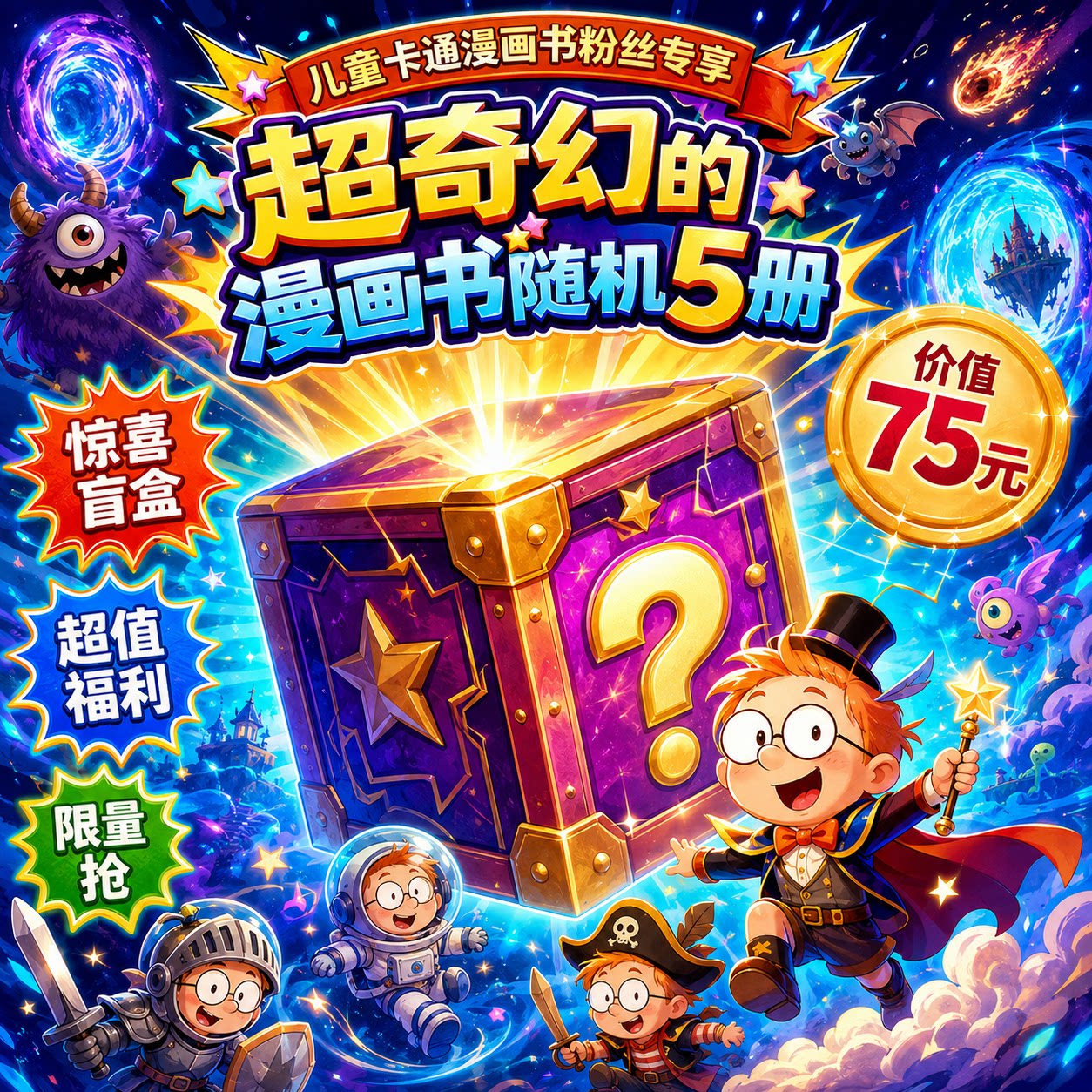【粉丝专享】儿童卡通动漫画书盲盒福袋连环画故事6-9-12岁适合小学生看的奇幻脑洞培养想象力暑假课外阅读