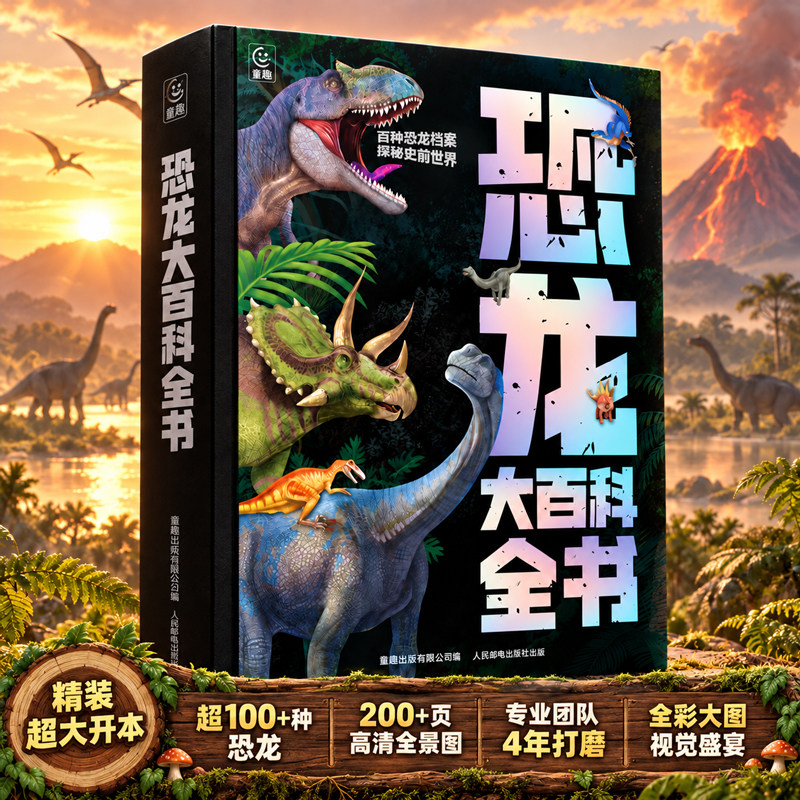 恐龙百科全书 揭秘恐龙大百科大全儿童史前恐龙书籍图鉴三叠侏罗白垩纪恐龙时代世界绘本小学生科普读物昆虫太空军事人体动物百科