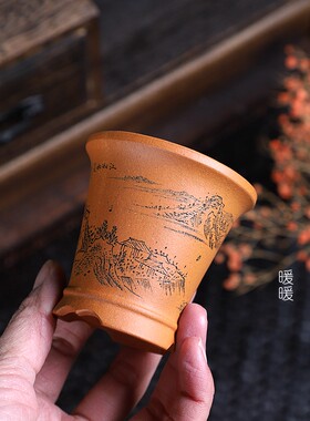 紫砂微型花盆微盆景精品手工