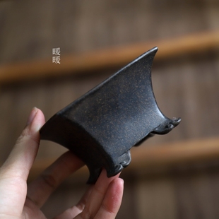 中国宜兴 古红泥 古铜泥 紫砂小花盆 撇脚敞口正方